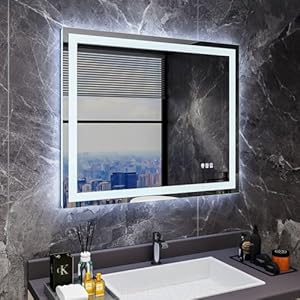 LED Mirror for Bathroom 36″x 30″, Front Lit and Backlit LED Mirror with Lights,Stepless Dimmable,Anti-Fog, Shatter-Proof, Memory, 3 Colors Bathroom Vanity Mirror (Horizontal/Vertical)