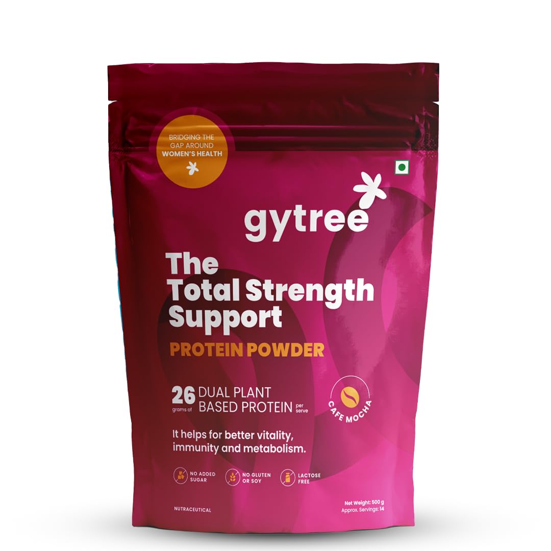 gytree protein powder for women|vegan dual plant-based protein|26 gm of pea & brown rice protein|helps reduce with weight loss, helps reduce bloating, boosts immunity & metabolism(cafe mocha, 500g)