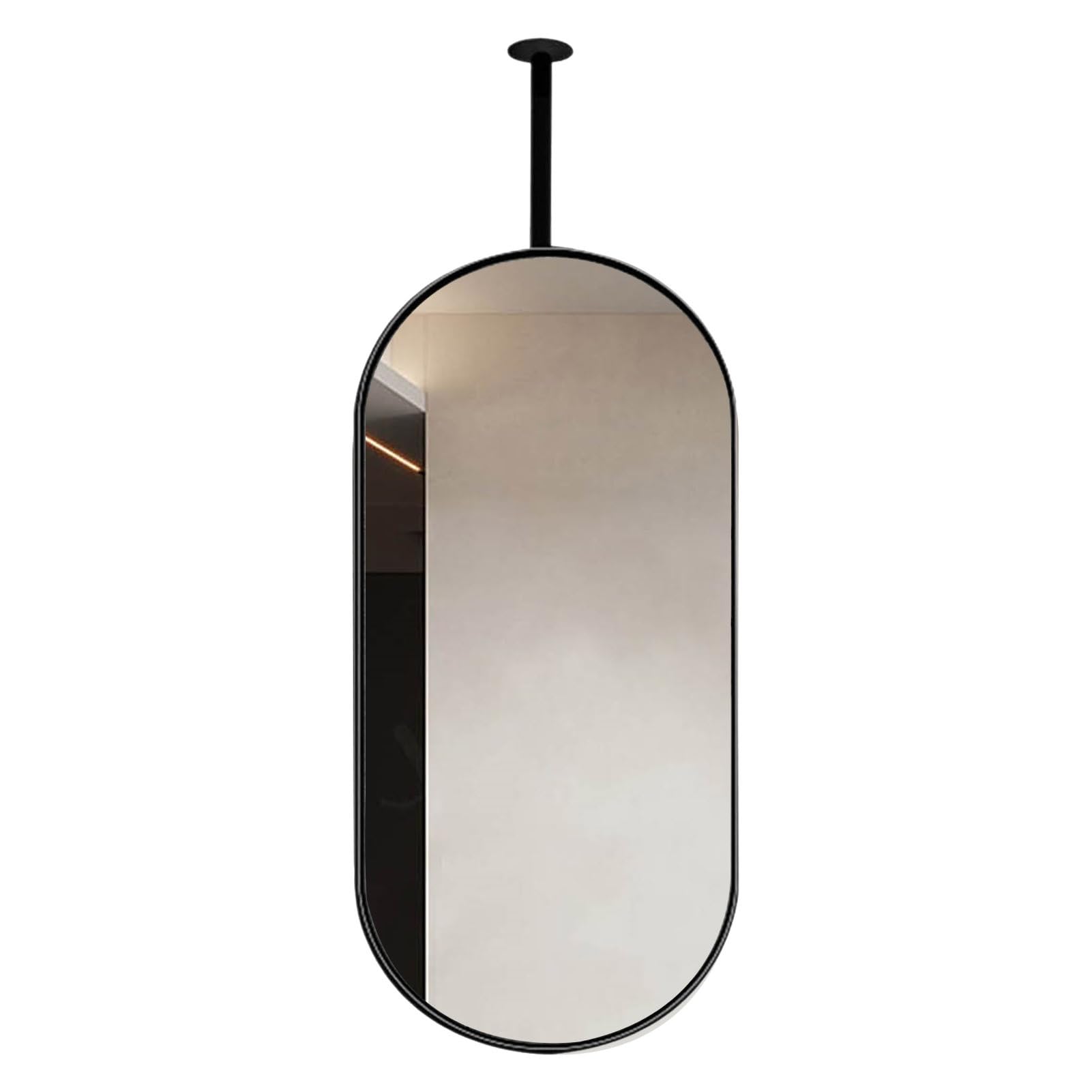 Gaommini A Ceiling-Mounted Oval Mirror Metal Framed Wall Mirror Bathroom Vanity Mirror