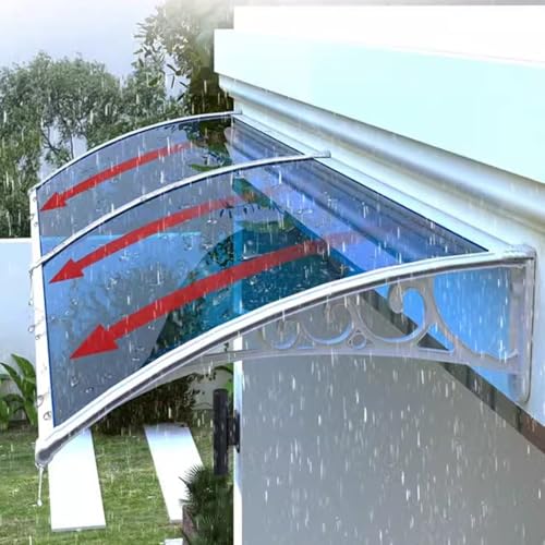 Door Canopy Awning, Polycarbonate Window Awning for Patio, Entrance Shelter, Weather-Resistant Canopy, Sizes: 60/80/100/120/150 cm (80x200 cm) - Image 3