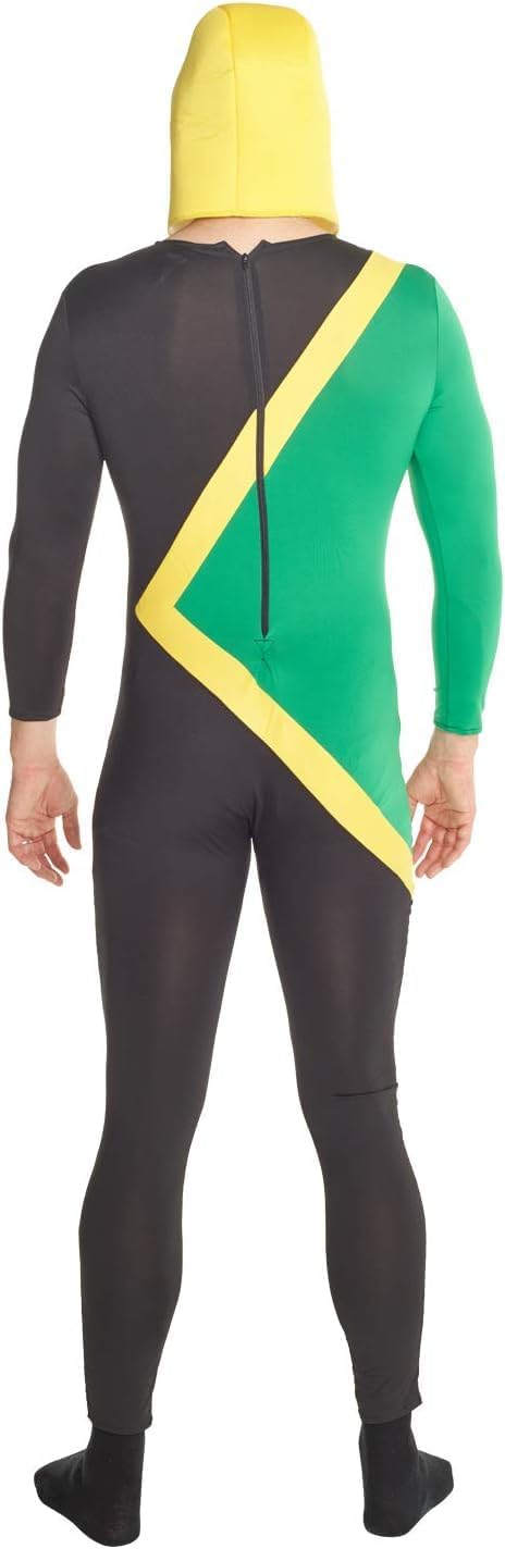 Morphsuits Costume Tuta Bob Giamaicano Adulti, Costume Carnevale Uomo | Tuta Integrale Verde & Casco Abbinato, Chiusura con Zip, Perfetto per Halloween, Ideale per il Cosplay