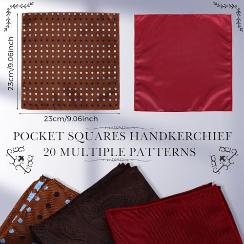 Image of JaGely Pocket Squares for Men Assorted Colors Silk Squares Handkerchiefs 9.06 inch x 9.06 inch Handkerchiefs for Men Wedding