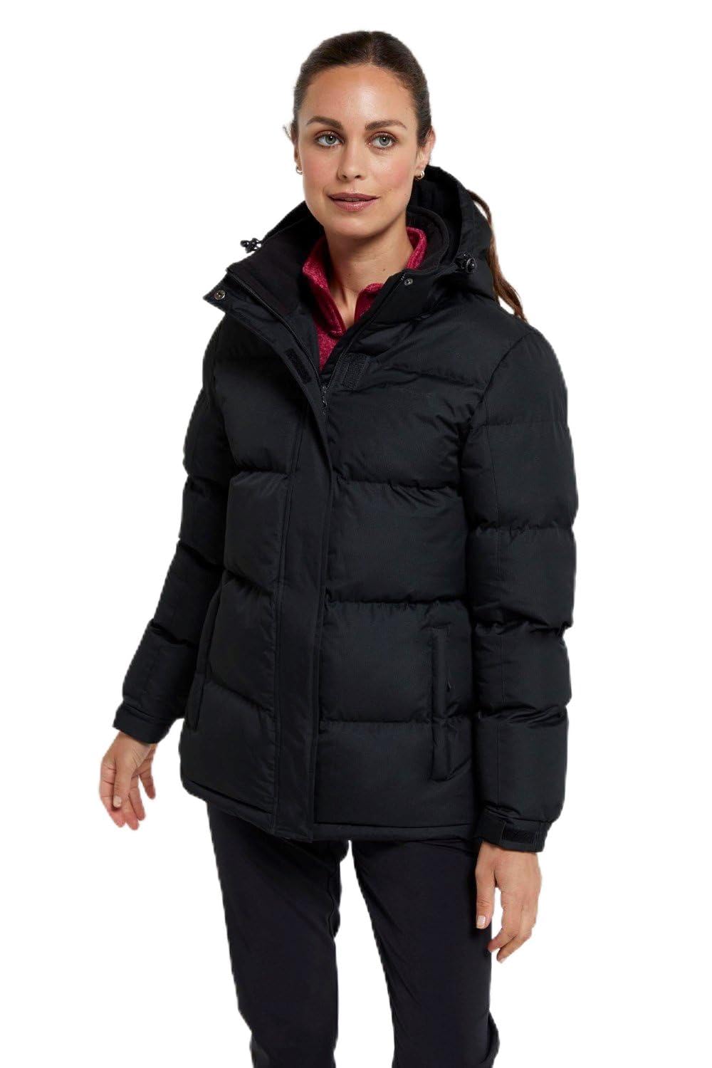 Mountain Warehouse Women's Black Snow Padded Jacket - Warm Water-Resistant Full-Zip Puffer Coat With Microfibre Insulation - Best For Spring Summer, Outdoors & Hiking 20 Plus