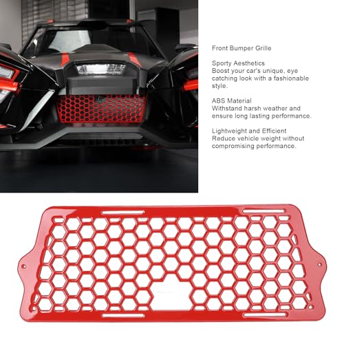 Rejilla delantera ligera y fácil de instalar con acabado rojo elegante para coche 5