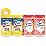 Lysol Disinfecting wipes, 320 Count (80 Count X4), 2 Mango and hibiscus Plus 2 Lemon and Lime Blosso