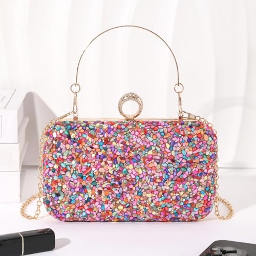 Sac à main élégant strass multicolore minaudière de prestige - 3