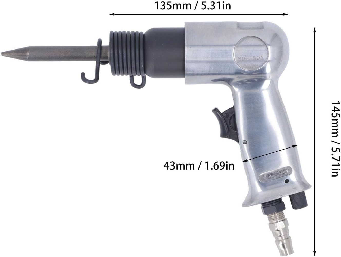 Industrial Pneumatic Air Chisel Kit Professional Heavy Duty 4500BPM Impact Power Tool with 4 Chisel Attachments 1/4in PT Inlet for Metal Cutting Auto Body Repair Alloy Stee