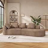 Christopher Knight Home Randa 116" Upholstered Sectional Sofa, 5-Seater Oversized Chair Cloud Couch, Long Lounge Sofa Fully Assembled, Modern Fabric Curved Sofa Chaise Lounge, Camel/Dark Beige