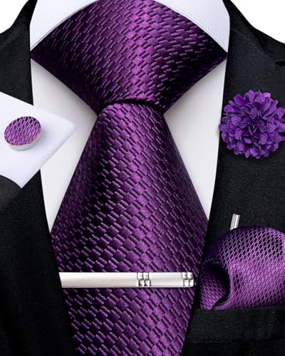 Image of DiBanGu Silk Pre-tied Ties for Men Formal Adjustable Necktie Set | 6PCS,Zipper Tie,Pocket Square,Cufflinks,Tie Clip & Lapel Pin,Wrinkle-Resistant,Premium Gift Box,Formal Business Wedding Party