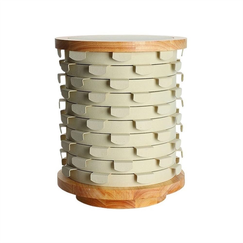 Expositor de Joyas Giratorio de Madera Maciza para Pendientes, Gran Capacidad, Organizador de Almacenamiento (Blanco)
