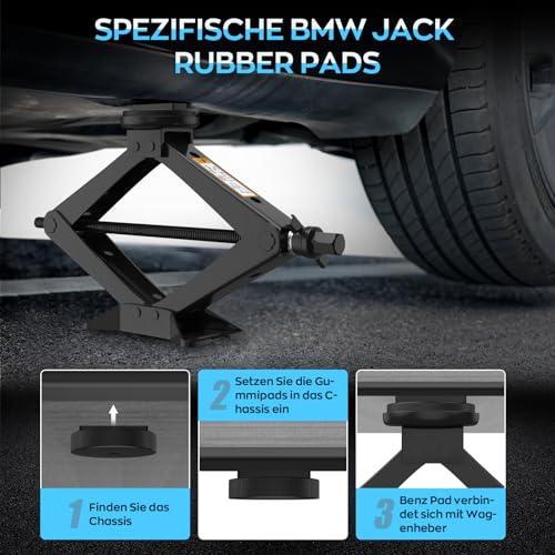 IMAYCC Wagenheber 2.5T/2500kg,Universelle Scherenwagenheber für BMW Auto mit 2Pcs Gummiauflage BMW,Tragbarer Wagenheber mit Radmutternschlüssel, Auto-Notfallset für BMW Serie1/3/5/6/7/Z/X