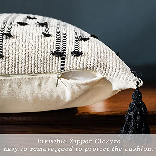 LIGICKY Boho Lumbar Pillow Covers Decorative Woven Tassel Throw Pillows Rectangle Pillow Sham Black and White Pillowcase for Couch Sofa Bed, 12 x 20 Inch - Cosy Home Interiors LIGICKY Boho Lumbar Pillow Covers Decorative Woven Tassel Throw Pillows Rectangle Pillow Sham Black and White Pillowcase for Couch Sofa Bed, 12 x 20 Inch - Image 6