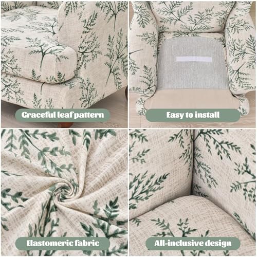Funda para sillón de orejas elástica lavable antideslizante 8