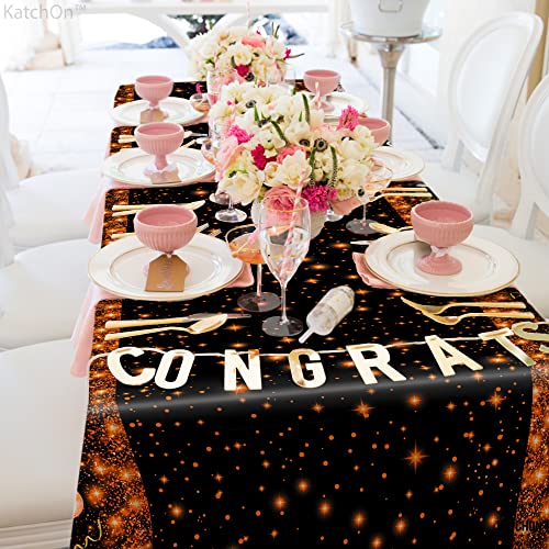 Image of KatchOn Graduation Decorations 2026 | Orange and Black Graduation Tablecloth -Pack of 3, XtraLarge 108x54 Inch | Congrats Grad Tablecloth for 2026 Graduation Decorations | Orange and Black