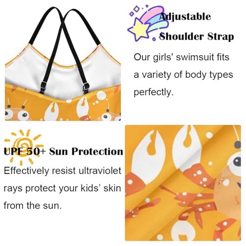 Image of Girls One Pieces Swimsuit Cute Beach Swimwear with Adjustable Strap 3-10 Years