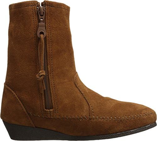 Minnetonka Women's Side Fringe Wedge Western Boot,Brown,5 M US | Image 2