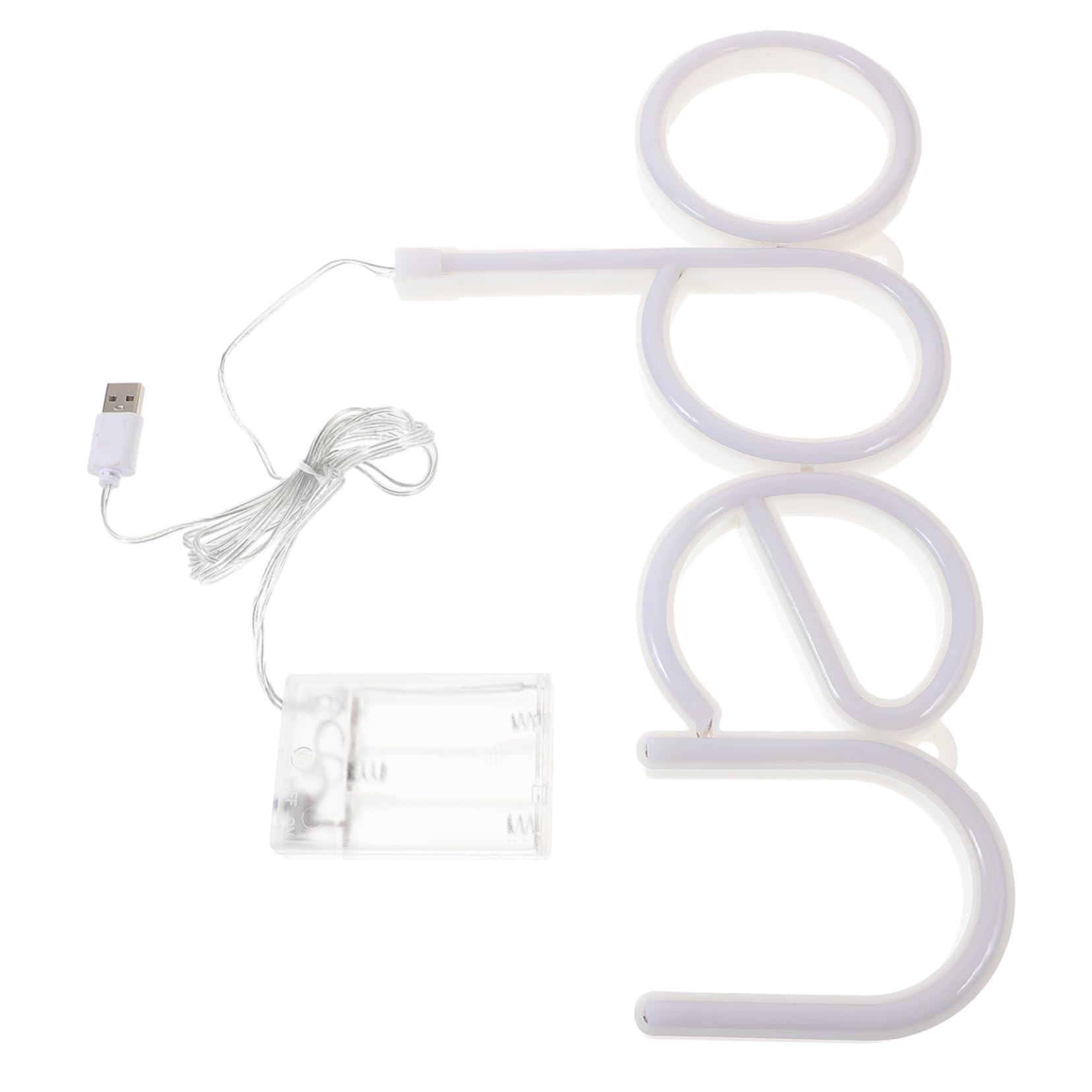 ULTECHNOVO Letrero de Neón LED de Pvc para Decoración de Pared Abierto Alimentación USB y Batería Luz White Adecuado para Navidad y Ocasiones Obsequios