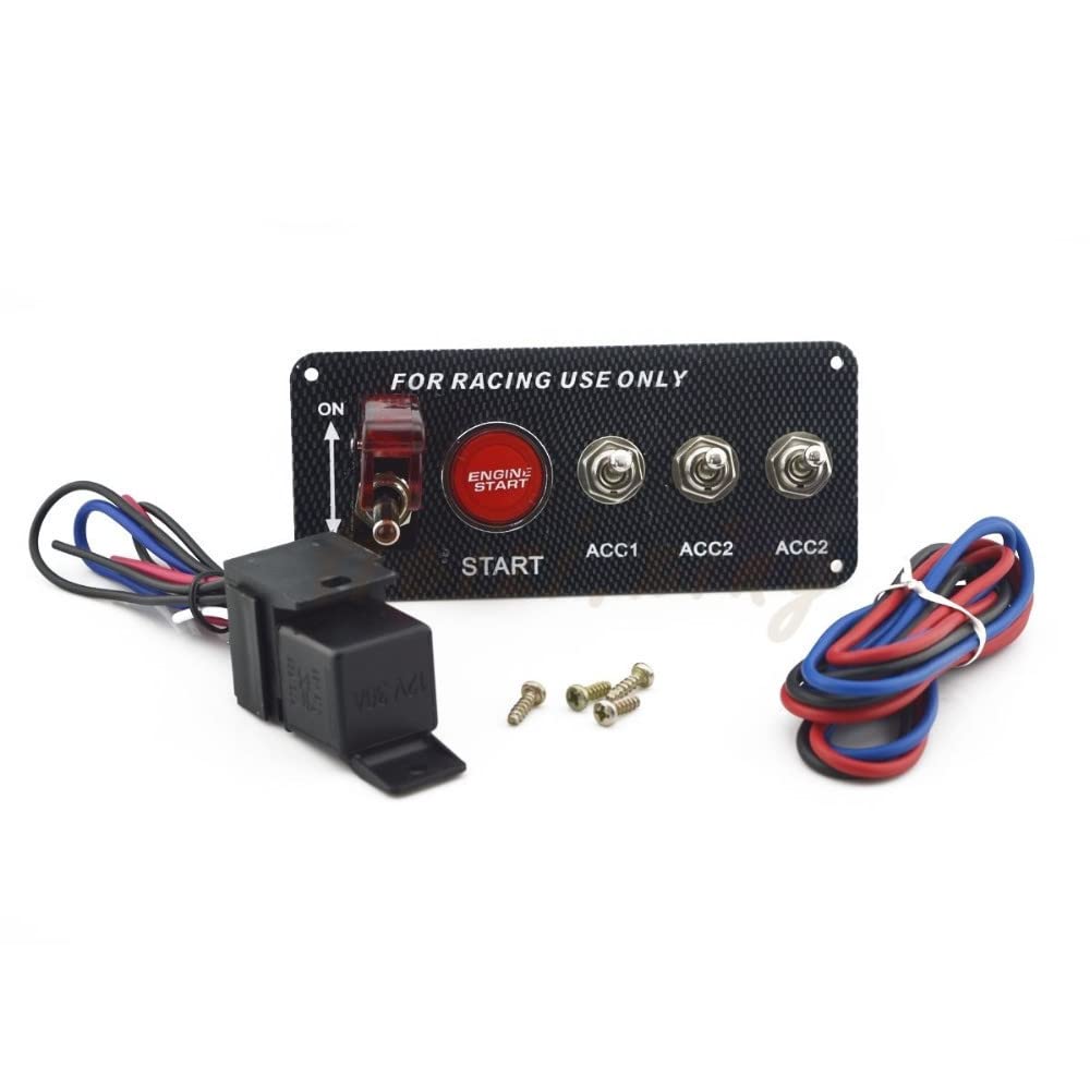 Interruptor De Coche 12V LED Panel De Interruptor De Encendido del Coche Botón De Arranque del Motor Botón LED De Fibra De Carbono Racing Led