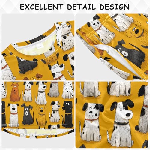 Long Sleeve Pajama Set for Girls Boys,Cartoon Dogs Pattern Print Comfy Crewneck Sleepwears,Soft Kid's Homewear Clothes Underwear Sets 8T3