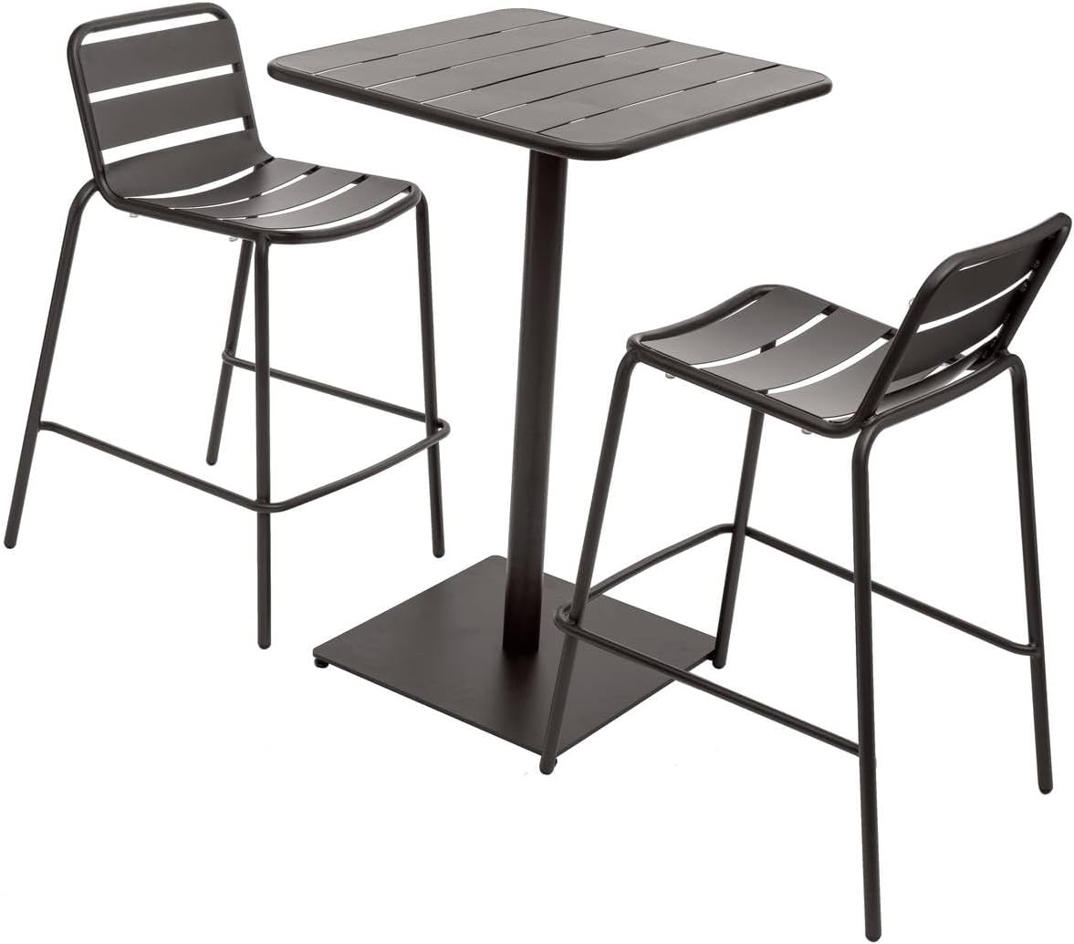 HES-165253A High Outdoor Table, Phuket Graphite, Treated Steel, Large