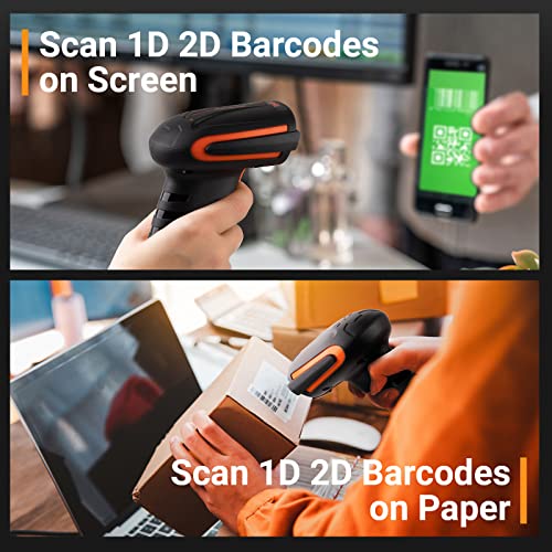 Image of Tera Pro Extreme Performance Industrial Grade 1D 2D QR Barcode Scanner Wired with Stand Heavy Duty Drop Resistant Dustproof Hands Free Plug and Play for Warehouse Home Library Windows Mac 8100Y Coral