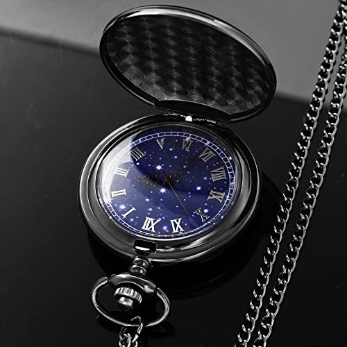 Image of Tiong Roman Numerals Scale Quartz Pocket Watches with Chain Christmas Graduation Birthday Gifts Fathers Day