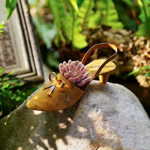 Chaussures vintage à planter marron en bois de jardin décoratives - 5