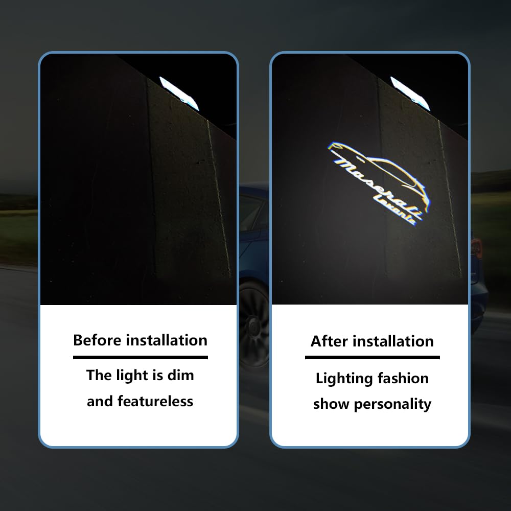 2PCS Led Car Door Logo Lights Compatible for Levante 2015-present Grecale 2022-present HD Ghost Shadow Light Welcome Door Projector Puddle Lamp Accessoreis (Levante car, Levante 2015-present)
