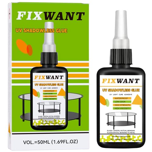 FIXWANT UV Shadowless Glue Glass Crystal Mutual Bonding and Glass/Crystal Bonding to Metal for...