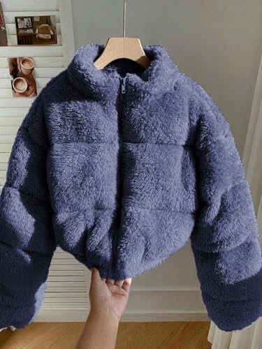 Image of KOTTY Premium Women's Coral Fabric Blue Jacket - Soft Touch Coral Fabric,Stylish Warm Wear,and Modern Winter Appeal