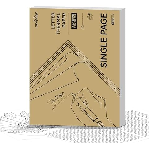 PeriPage Thermal Printer Paper 8.5''×11'' US Letter 100 Sheets Quick-Dry Single Page Thermal Paper for Portable Thermal Printer Cover