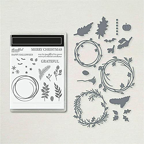 Stamps and Dies for Card Making, Christmas Flower Clear Stamps Cutting Dies for Card Making, Scrapbooking Cards and Card Making Decoration (3#)