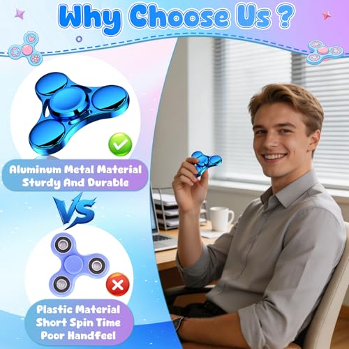 Image of ATESSON Fidget Spinners Toy,Ultra Durable Stainless Steel Bearing High Speed 3-5 Min Precision Brass Metal Finger Spinner,EDC ADHD Stress Relief Anxiety Relieves Reducer for Kids and Adults