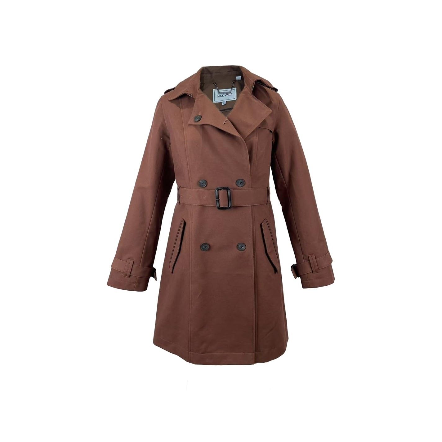 Jack Wills Womens Classic Trench Coat Dark Brown 8