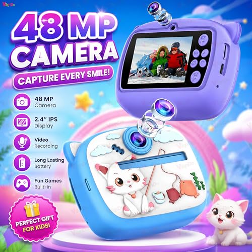 Image of VikriDA Instant Print Camera for Kids | 1080P HD Digital Camera with Video Recording, Built-in Printer, Fun Filters & Stickers - Multicolor Instant Digital Camera.