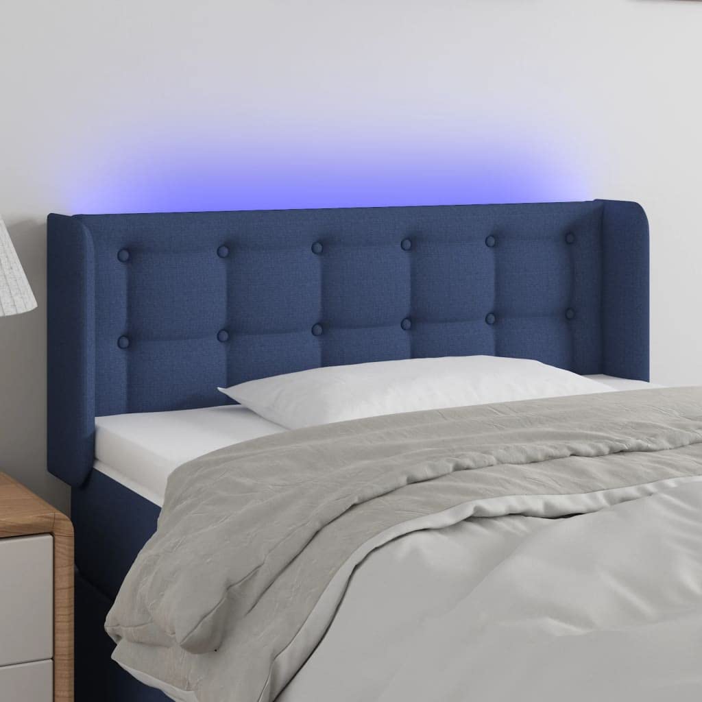 Cabecero LED azul regulable en altura 83x16x78/88cm con tira luminosa RGB y USB 5V