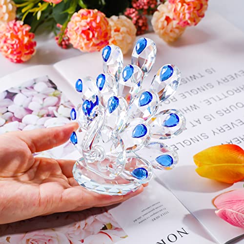 Movdyka Crystal Blue Peacock Figurine Gifts for Women Handmade Glass Art Collectible Animal for Home Decor Cute 4.5" Peacock Ornament for Kids - Image 4