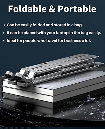 VVGAOGES Stojak na laptopa, aluminium, z regulacją wysokości, wentylowany stojak na notebooka, składany, przenośny uchwyt na laptopa o przekątnej ekranu 10-15,6" (czarny)