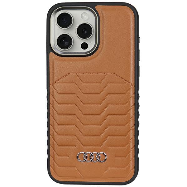 Audi Étui en Cuir synthétique pour iPhone 15 Pro 6,1" Marron Rigide AU-TPUPCMIP15P-GT/D3-BN