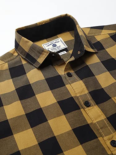 Image of Dennis Lingo Men's Cotton Box Checkered Slim Fit Casual Shirt with Chest Pocket, Full Sleeve Shirt for Formal & Casual Wear