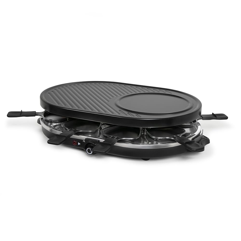 ONLI - Raclette, Grill & Crêpière, 8 personnes ON1035N - 3 en 1, 1200W, sans PFAS, thermostat ajustable