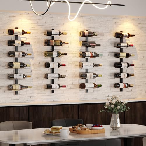 12 Bottle Wall-Mounted Wine Rack, Detachable Storage Organizer Used as One or Four, DIY Wall Hanging Bottle Holder, for Dining Room, Bar, Wine Cellar - Thumbnail 5
