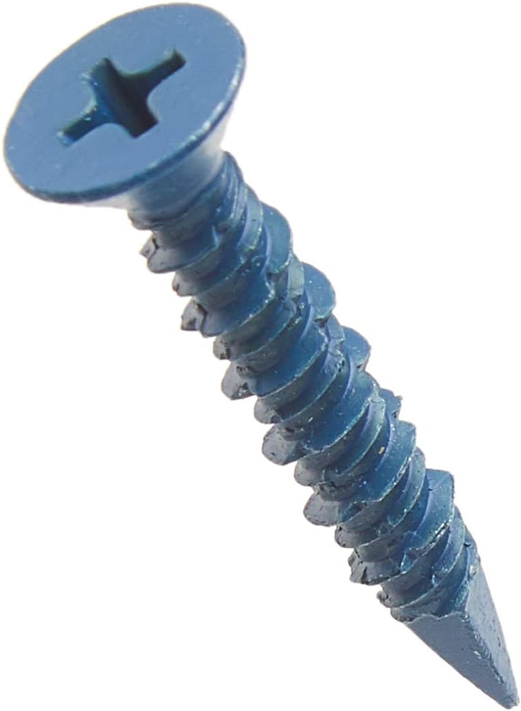 SNUG Fasteners (SNG480) 100 Qty 3/16 x 1-1/4 Flat Head Phillips Diamond Tip Concrete Screws to Anchor Masonry, Block & Brick, Count