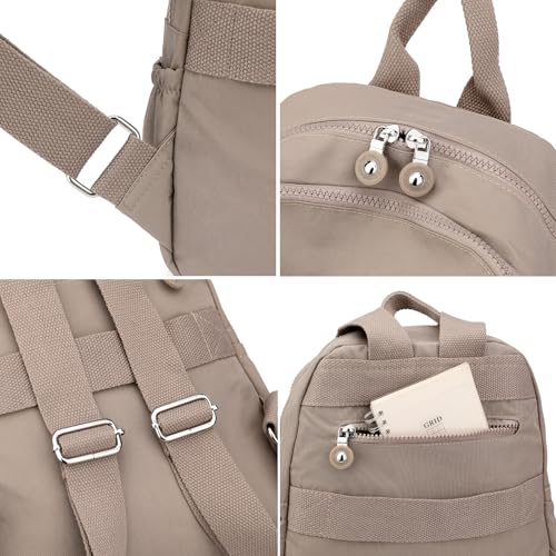 Image of Tanweibago Mini Nylon Women Backpacks,11L Small Ladies backpacks Casual Lightweight Women Shopping Travel Daypack (Champagne)