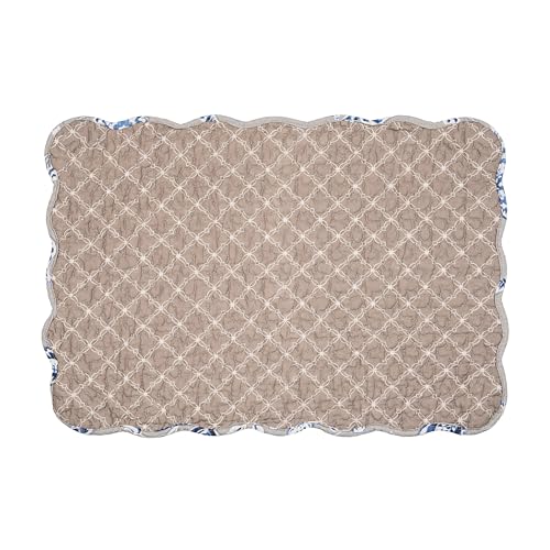 Image of 13 inch x 19 inch Addison Quilted Vintage Floral Scalloped Jacobean Spring Set of 6