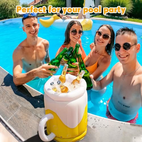 mizikuu Aufblasbare kühler, Aufblasbare Getränkekühle 45 * 32cm Poolbar Getränkehalter Schwimmende Tablett Kapazität Floating Bierkühler bar für Sommer Party Pool Wasser-Spaß Strand Mottopart