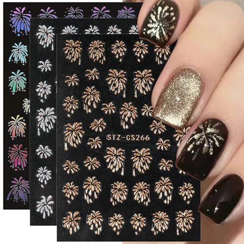 3D Glitter Firework Nail Stickers New Year Nail Art Stickers