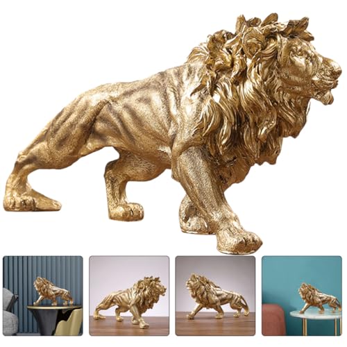 Lionceau en résine vintage or : sculpture de bureau chic et inaltérable - 8