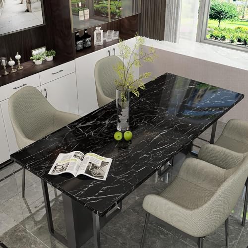 Image of HOME13 Vinyl Black Grey Shine Marble Removable and Decorative Vinyl Wallpaper for Kitchen Countertop Cabinets Table, 2 Ft x 4 Ft with 2pcs
