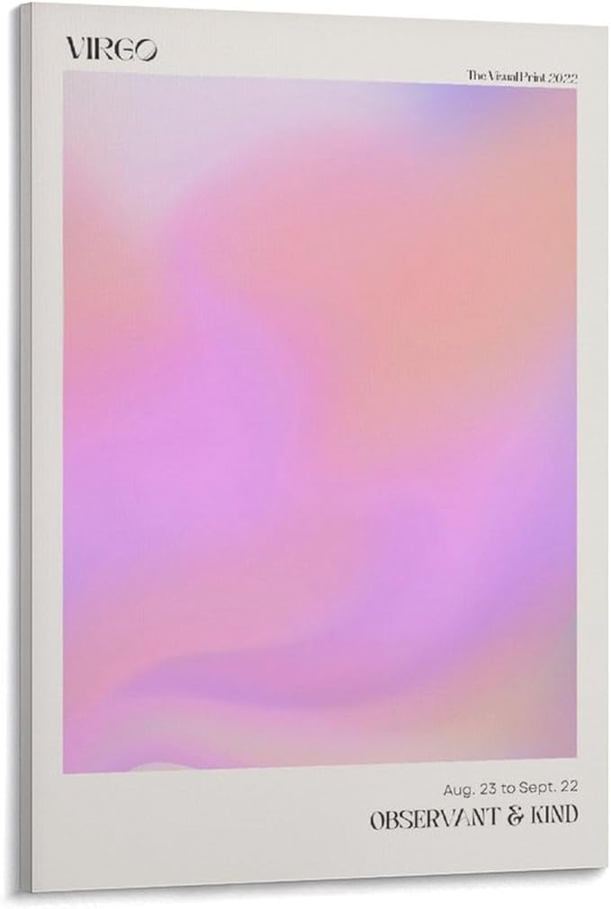 Zodiac Virgo Aura Gradient Poster Wall Art Print, Y2K Gradient Zodiac Affirmation Wall Decor Gallery Boho Art Canvas Poster Wall Art for Bedroom Living room Decoration Gift Frame:12x18inch(30x45cm)